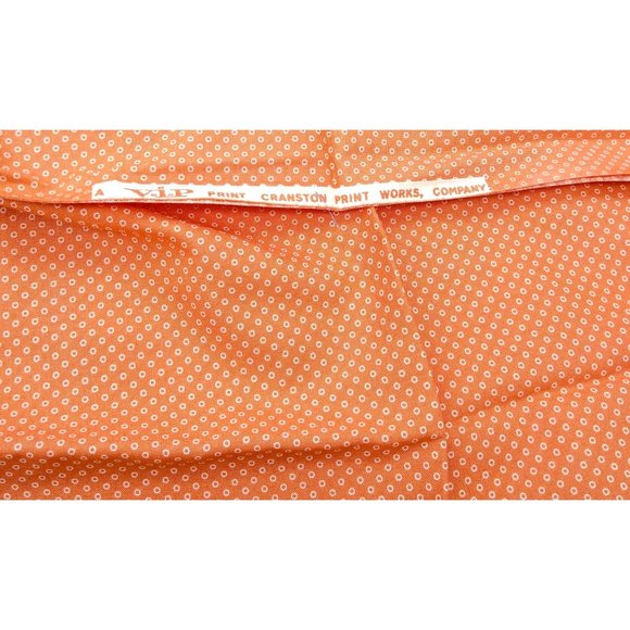 Vintage VIP Fabric, Cranston Print Works Cloth, Coral with White Open Circles - Picture 2 of 2